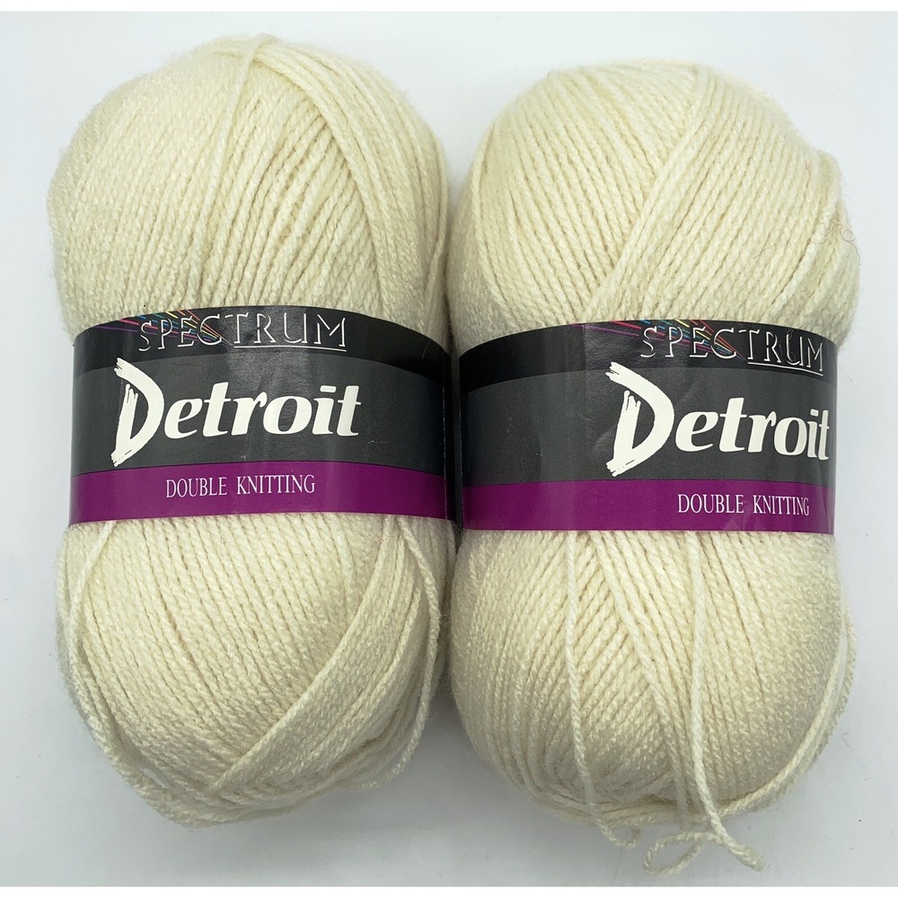 Lot of 2 Skeins Spectrum Detroit Double Knitting Cream Yarn - Made in England